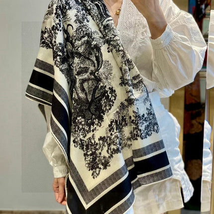 DIOR SCARF 110 CM IN COTTON-SILK FABRIC 730606