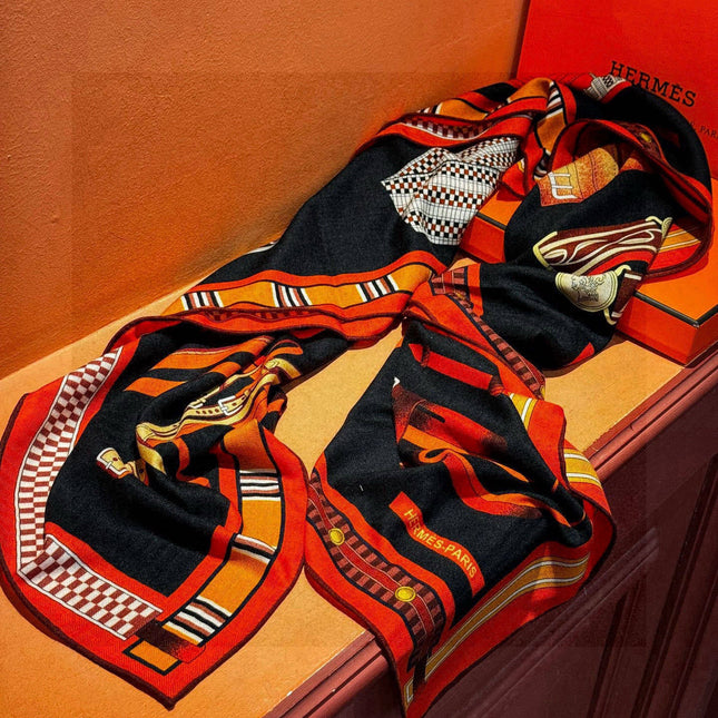 HERMES 25S SCARF 140 IN SILK AND CASHMERE 735807