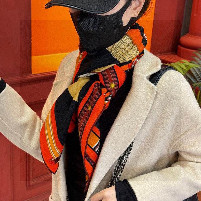 HERMES 25S SCARF 140 IN SILK AND CASHMERE 735807