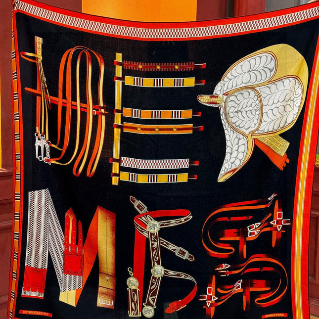 HERMES 25S SCARF 140 IN SILK AND CASHMERE 735807