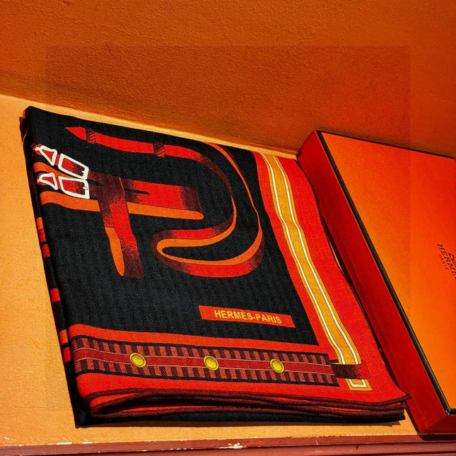 HERMES 25S SCARF 140 IN SILK AND CASHMERE 735807