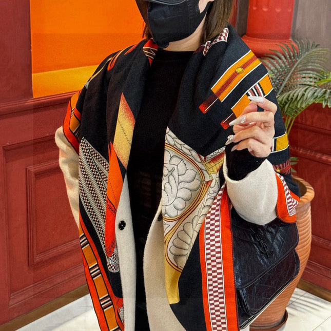 HERMES 25S SCARF 140 IN SILK AND CASHMERE 735807