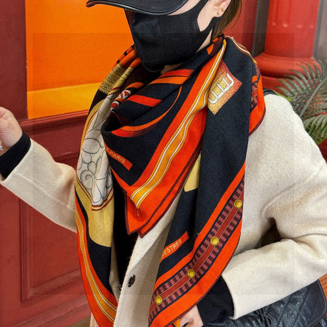 HERMES 25S SCARF 140 IN SILK AND CASHMERE 735807