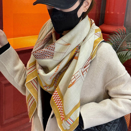 HERMES 25S SCARF 140 IN SILK AND CASHMERE 735808