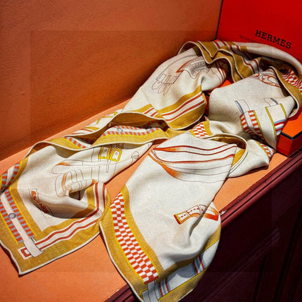 HERMES 25S SCARF 140 IN SILK AND CASHMERE 735808