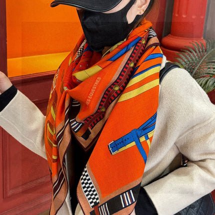 HERMES 25S SCARF 140 IN SILK AND CASHMERE 735809