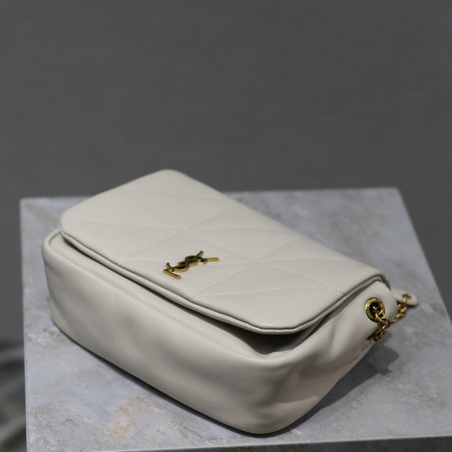 YSL 25S JAMIE MINI 20 IN BLANC VINTAGE LAMBSKIN GOLD HARDWRE