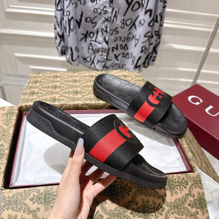 SANDALS 25S IN BLACK MIX RED LAMBSKIN EMBOSSED LOGO STYLE 2