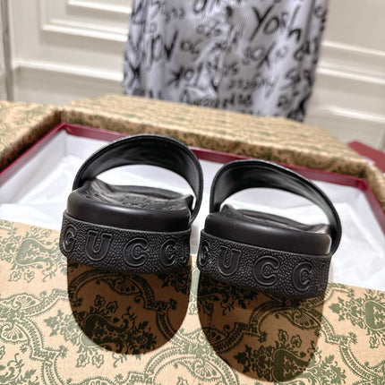 SANDALS 25S IN BLACK LAMBSKIN EMBOSSED LOGO STYLE 1