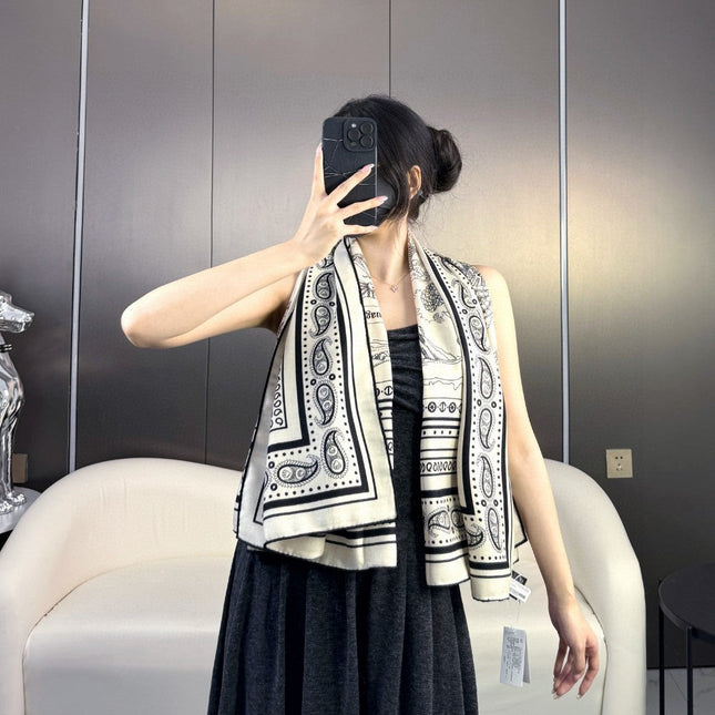 HERMES 25S SCARF 135 IN CASHMERE SILK 729038