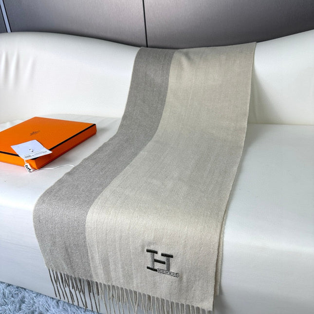 SCARF 190 CM IN WHITE MIX OAT TAN CASHMERE