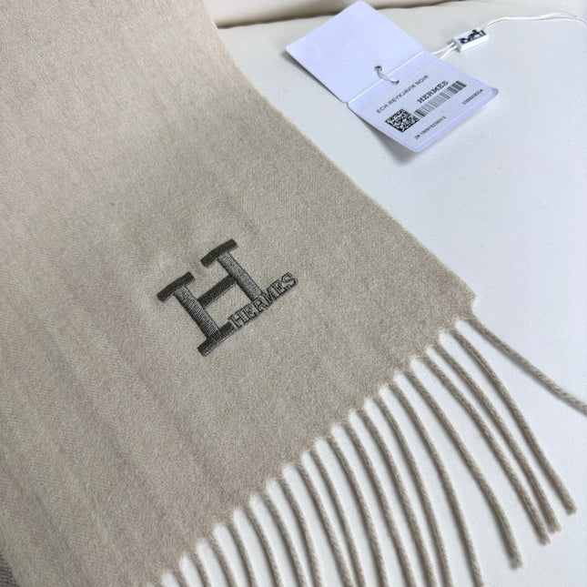 SCARF 190 CM IN WHITE MIX OAT TAN CASHMERE