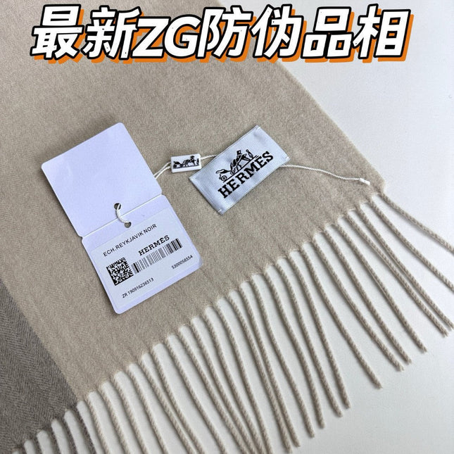 SCARF 190 CM IN WHITE MIX OAT TAN CASHMERE