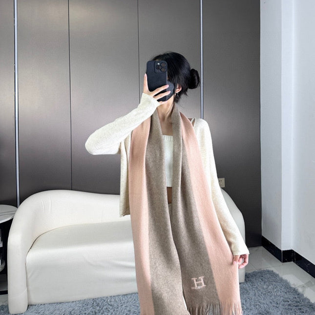 KNIT SCARF 180 IN LIGHT PINK MIX GREY CASHMERE