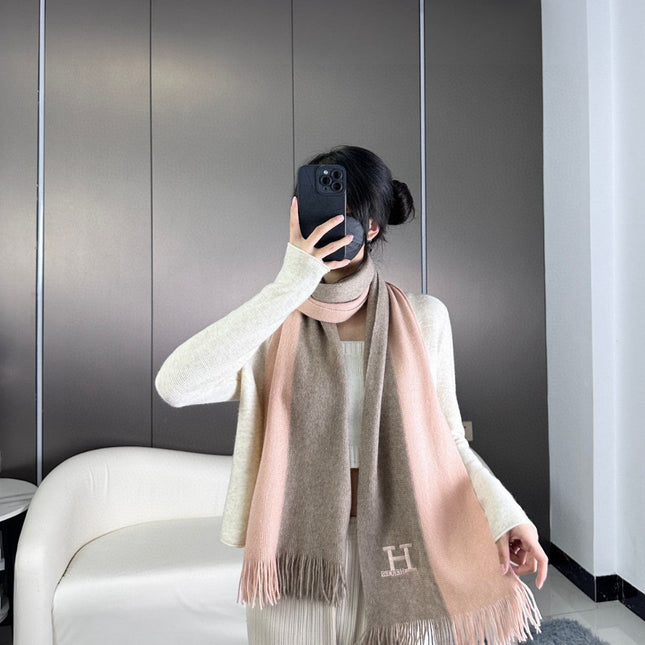 KNIT SCARF 180 IN LIGHT PINK MIX GREY CASHMERE