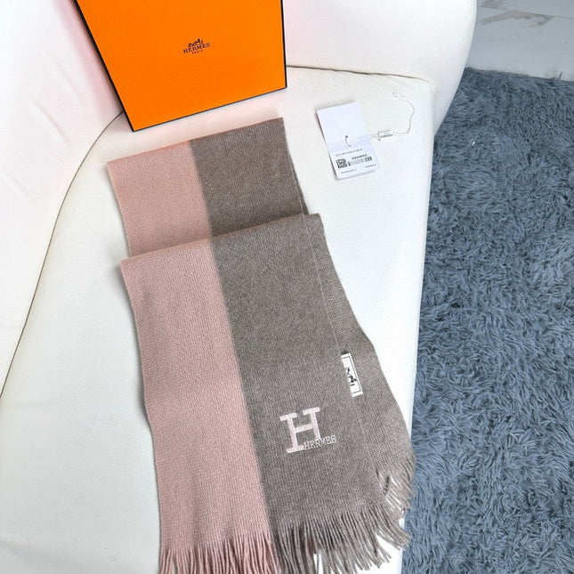 KNIT SCARF 180 IN LIGHT PINK MIX GREY CASHMERE