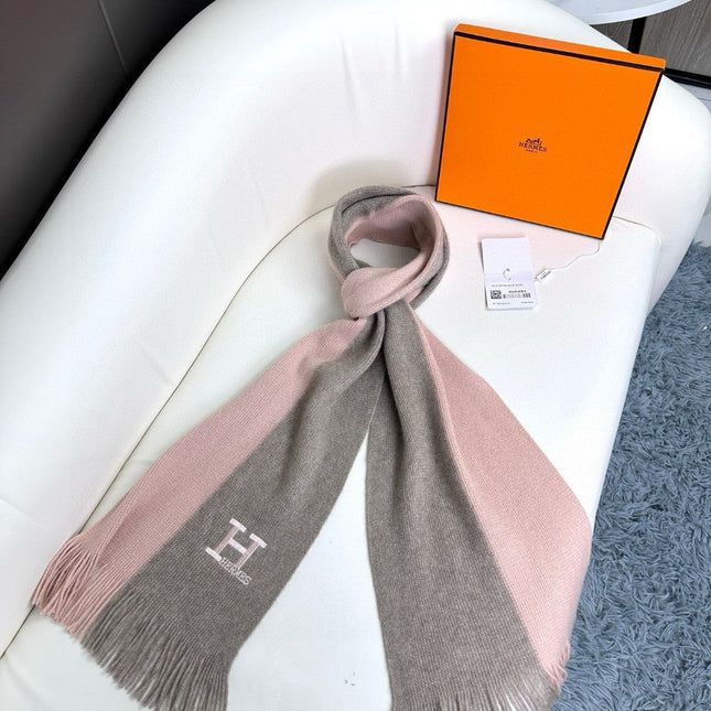KNIT SCARF 180 IN LIGHT PINK MIX GREY CASHMERE