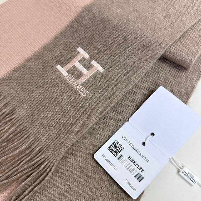 KNIT SCARF 180 IN LIGHT PINK MIX GREY CASHMERE