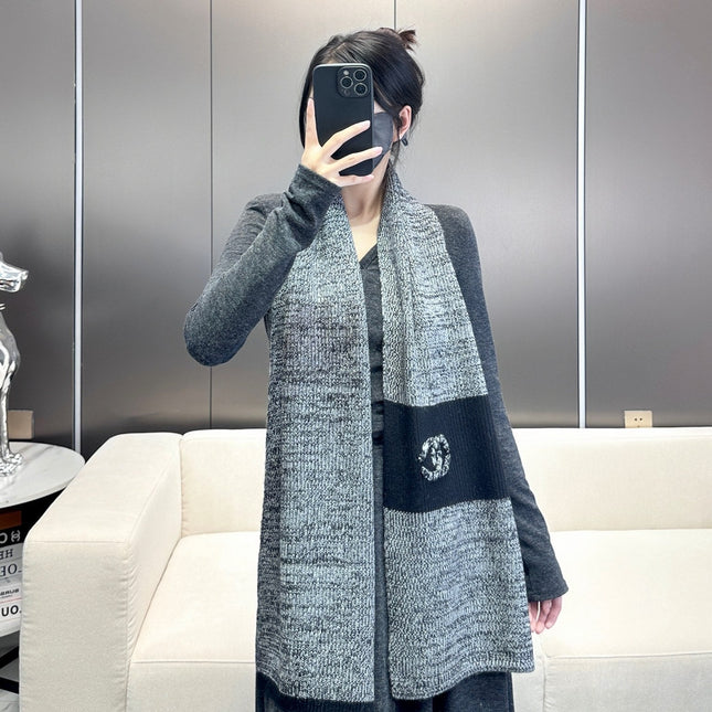 SCARF 180 CM IN SHARK GRAY MIX BLACK CASHMERE 389977