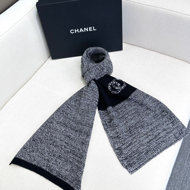 SCARF 180 CM IN SHARK GRAY MIX BLACK CASHMERE 389977