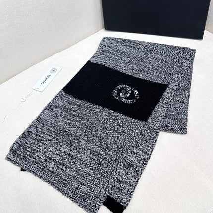 SCARF 180 CM IN SHARK GRAY MIX BLACK CASHMERE 389977