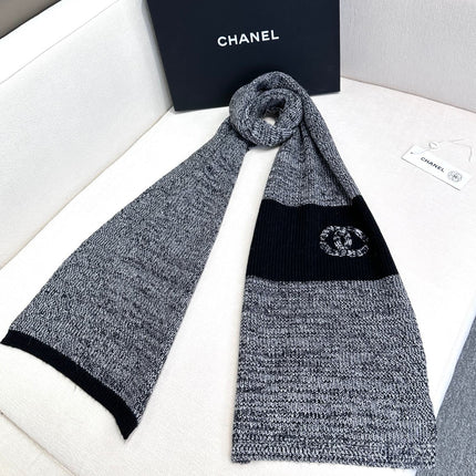 SCARF 180 CM IN SHARK GRAY MIX BLACK CASHMERE 389977