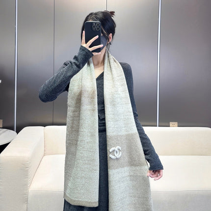 SCARF 180 CM IN KHAKI BROWN CASHMERE 389978