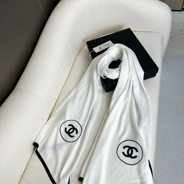 LONG SCARF 200 CM IN WHITE CASHMERE AND SILK 396410