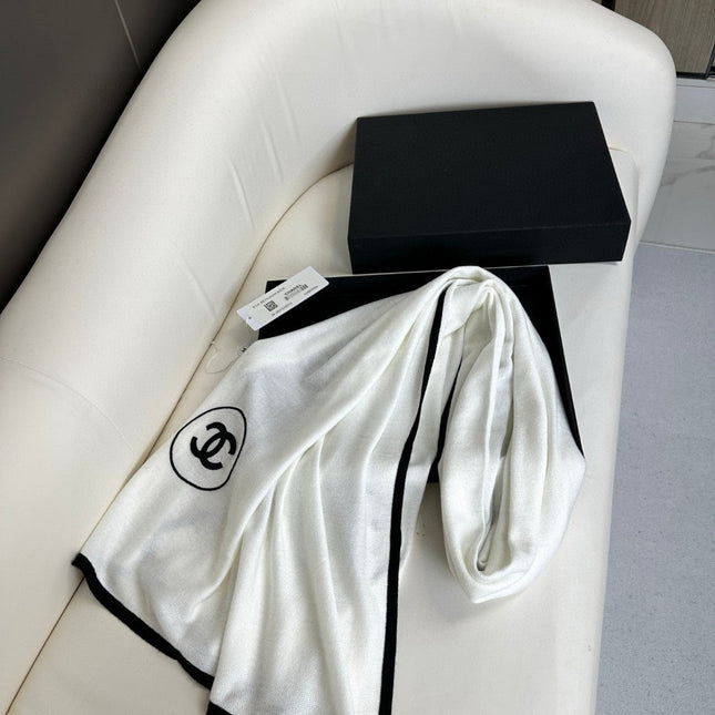 LONG SCARF 200 CM IN WHITE CASHMERE AND SILK 396410