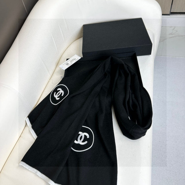 LONG SCARF 200 CM IN BLACK CASHMERE AND SILK 396411