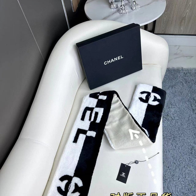 SCARF 120 CM IN BLACK MIX WHITE CASHMERE AND FUR 396432