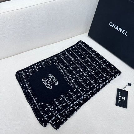 SCARF 180 CM IN BLACK MIX WHITE CASHMERE 403850