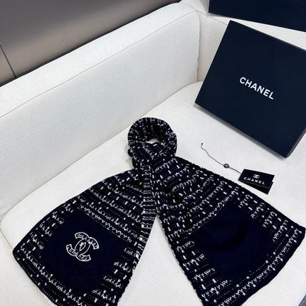 SCARF 180 CM IN BLACK MIX WHITE CASHMERE 403850