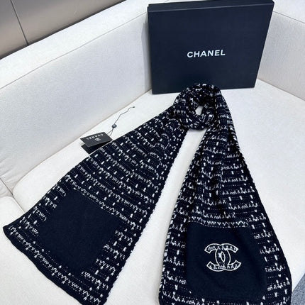 SCARF 180 CM IN BLACK MIX WHITE CASHMERE 403850