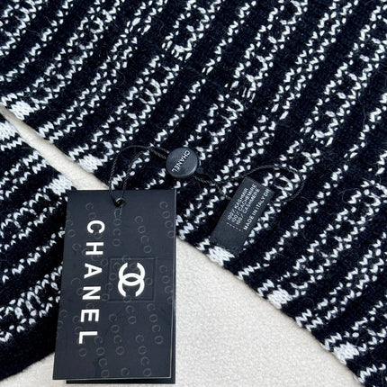 SCARF 180 CM IN BLACK MIX WHITE CASHMERE 403850