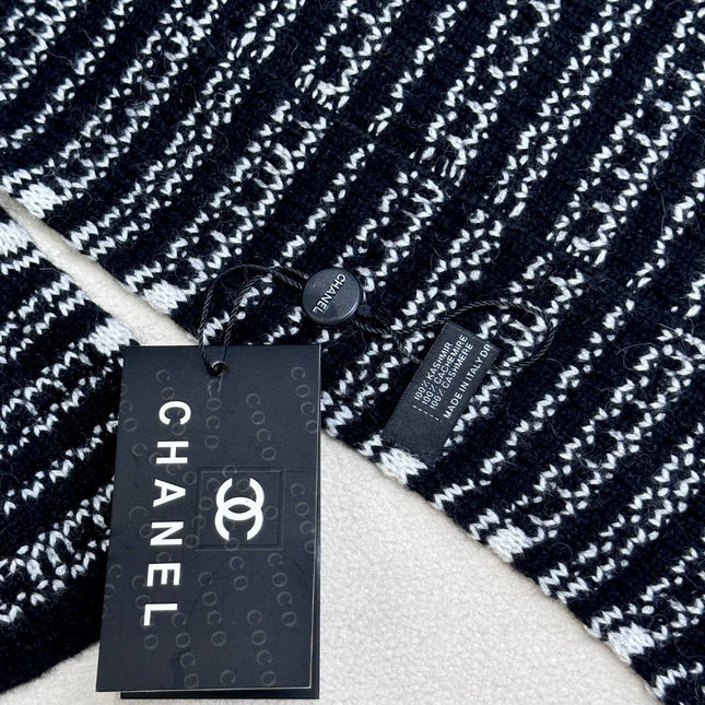 SCARF 180 CM IN BLACK MIX WHITE CASHMERE 403850