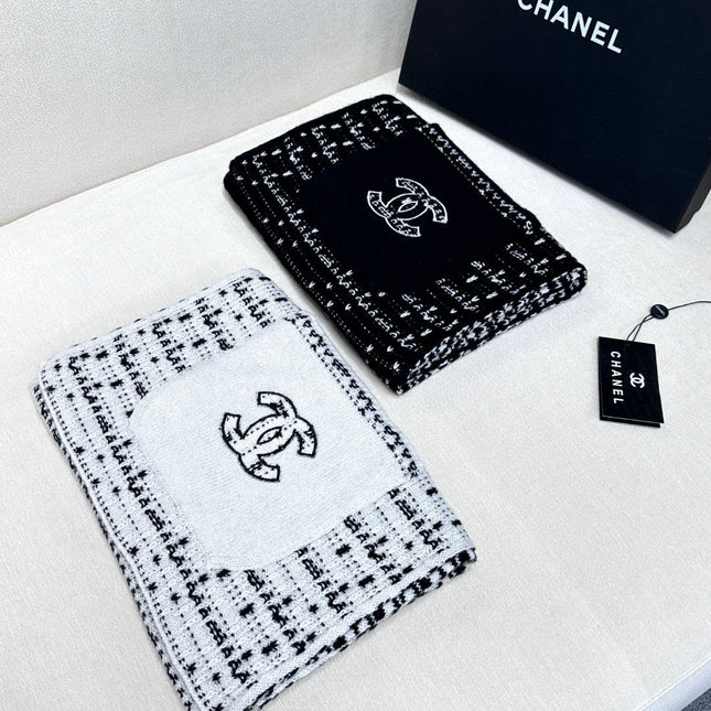 SCARF 180 CM IN BLACK MIX WHITE CASHMERE 403850