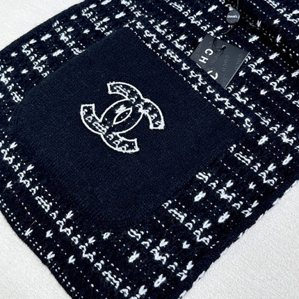 SCARF 180 CM IN BLACK MIX WHITE CASHMERE 403850