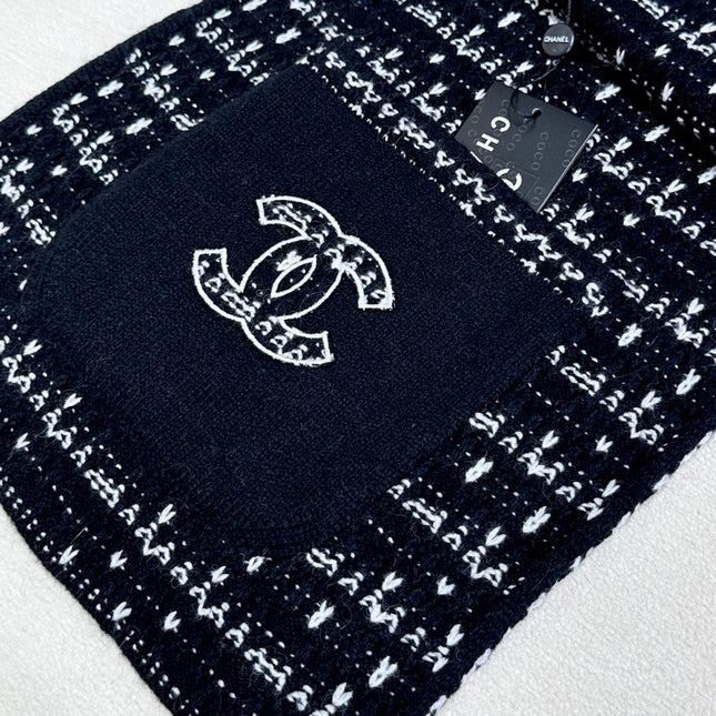 SCARF 180 CM IN BLACK MIX WHITE CASHMERE 403850