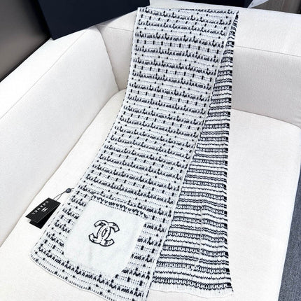 SCARF 180 CM IN WHITE MIX BLACK CASHMERE 403851