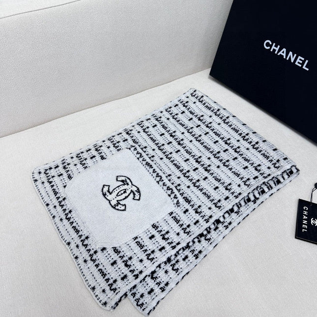 SCARF 180 CM IN WHITE MIX BLACK CASHMERE 403851