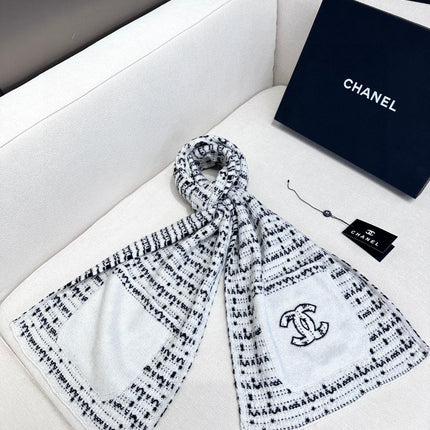 SCARF 180 CM IN WHITE MIX BLACK CASHMERE 403851