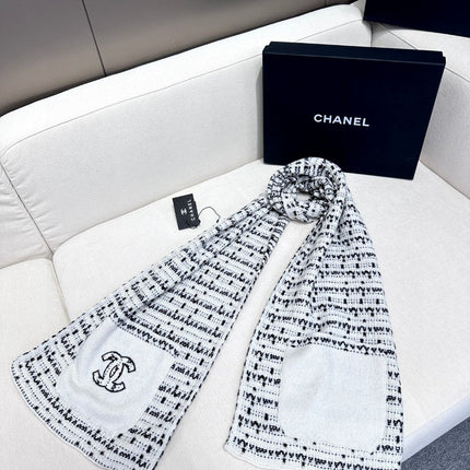 SCARF 180 CM IN WHITE MIX BLACK CASHMERE 403851