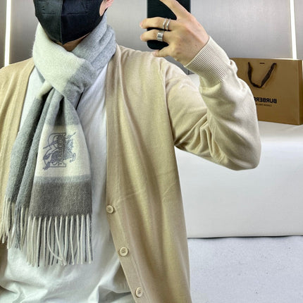 SCARF 180 CM IN SMOKE GRAY MIX WHITE CASHMERE 408504