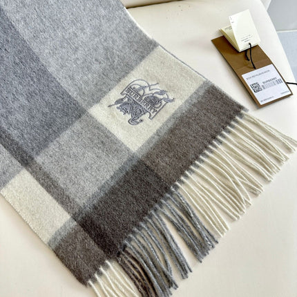 SCARF 180 CM IN SMOKE GRAY MIX WHITE CASHMERE 408504
