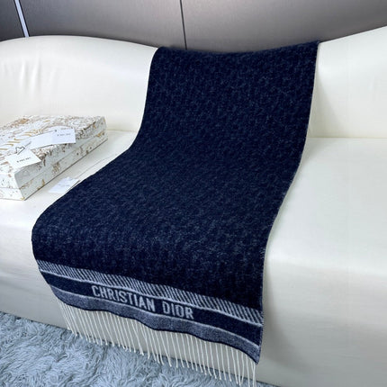 SCARF IN NAVY BLUE MONOGRAM CASHMERE 413719