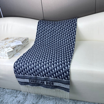 SCARF IN NAVY BLUE MONOGRAM CASHMERE 413719