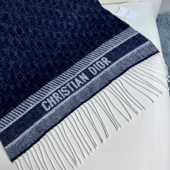 SCARF IN NAVY BLUE MONOGRAM CASHMERE 413719