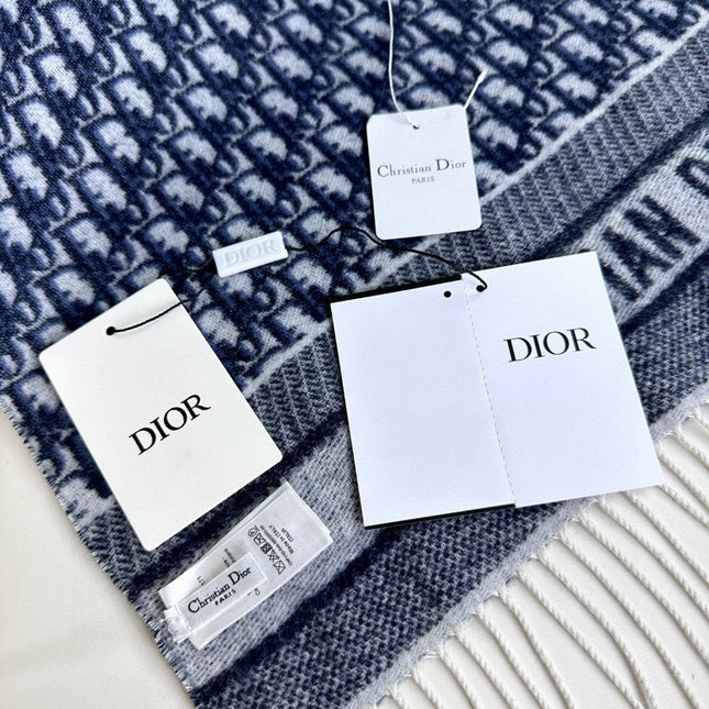 SCARF IN NAVY BLUE MONOGRAM CASHMERE 413719