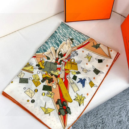 HERMES 25S SCARF 135 IN SILK AND CASHMERE 735831